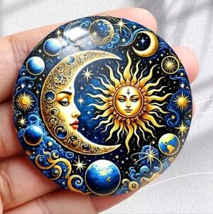 Celestial Sun and Moon Magnet Art
